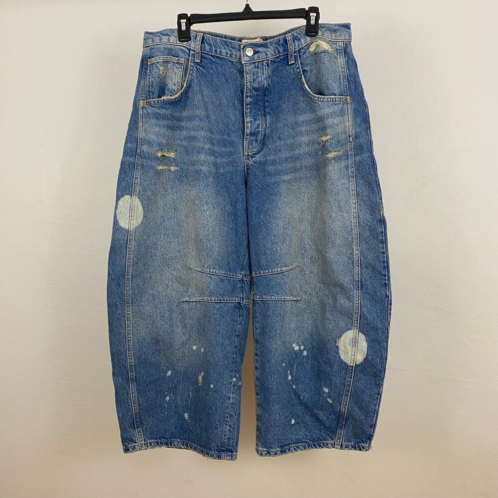 We The Free People Good Luck Mid-Rise Barrel Jeans - 100 Years - Size 32